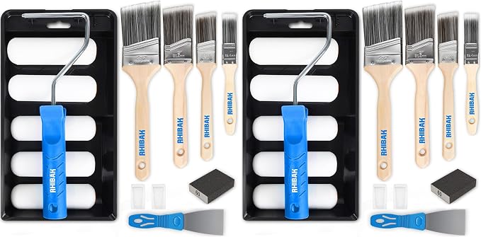 Paint Roller Kit, Paint Brushes and 4 Inch Foam Small Paint Roller Set, All in One Paint Tools for Professional or Home Owners for Professional Painting Results (Pack of 2)
