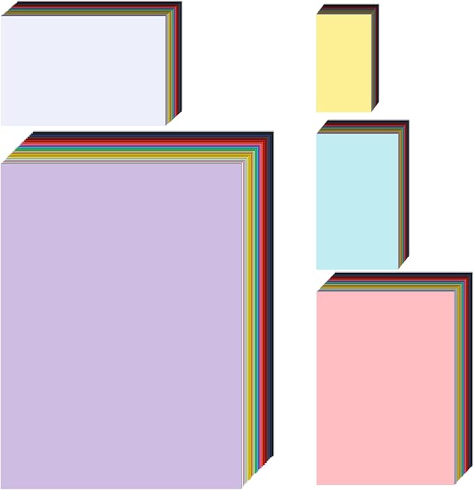 Silunkia 100 Sheets 20 Colors Cardstock 5 Assorted Size Craft Paper 75lb
