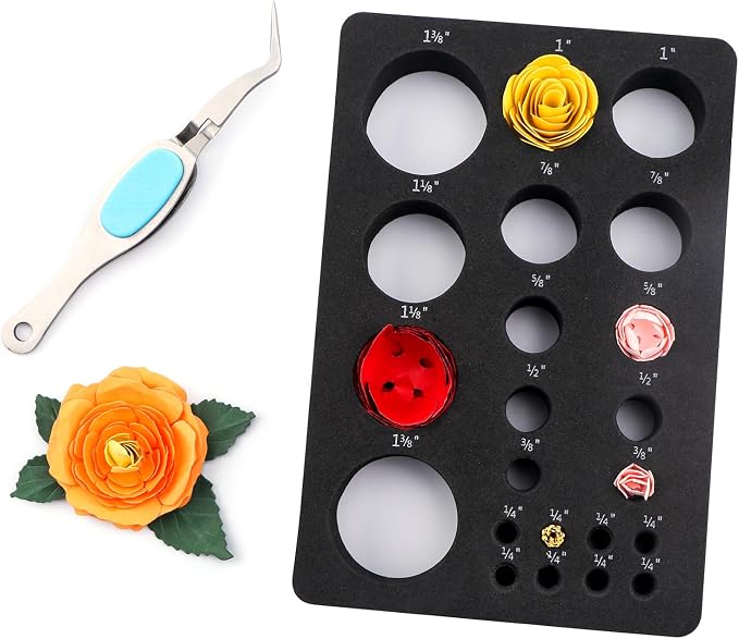 CYFUN DESIGN Flower Mold Tray Help Buds and Stamens to Dry and Maintain Their Shapes.Many Sizes Provided in the Tray to Fit All the Flowers for Spiral Flower Dies