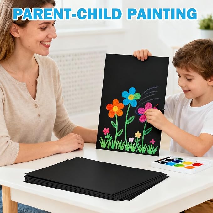 12 Pack Canvas for Painting 8x10 Inch, Black Canvas Boards for Painting Cotton Primed Acid Free Blank Canvas Panels for Oil, Acrylic Paint and Tempera.