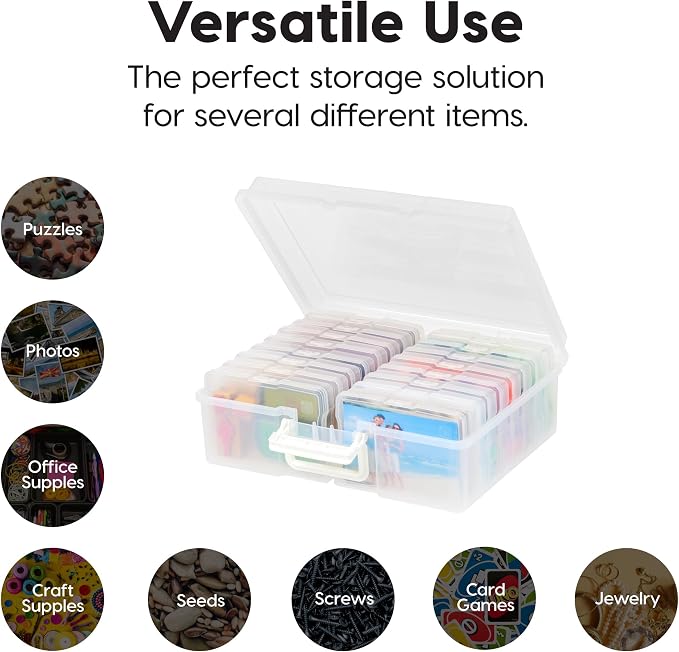 IRIS USA Photo Storage Box |Made in USA| 16 Cases - (2-Pack) - Clear