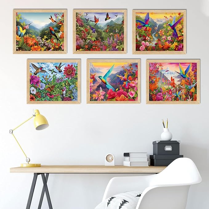 DOTSOPS 6 Pcs Flowers Bird Diamond Painting Kits Art Adults Painting Kits | Crafts DIY 5D Diamond Art Packs Kits,Full for Adults,Beginner Home Wall Decoration Gift 11.8 x 15.7 Inches