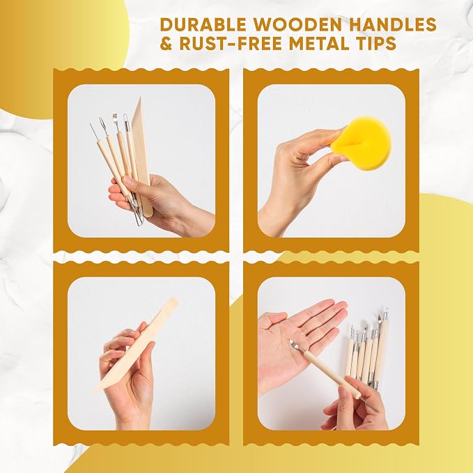 30 Pcs Clay Tools & Pottery Tools Kit, Professional Polymer Clay Sculpting