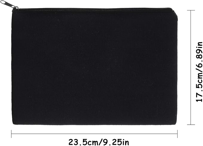 meekoo 16 Pcs Blank Canvas Zipper Pouch Makeup Bag,L;Beige and Black
