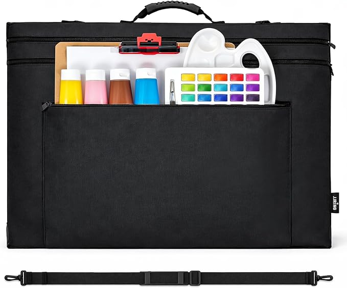 JJRING 24x36 Art Portfolio Tote Bag With Shoulder Strap, Black
