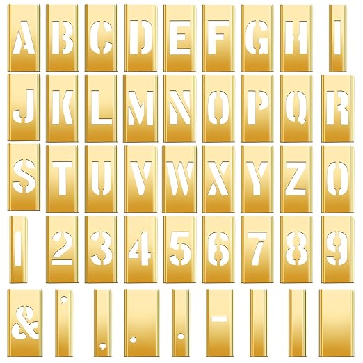 Pelopy 45 Pcs 3 Inch Brass Stencils Letters and Numbers Stencils Set