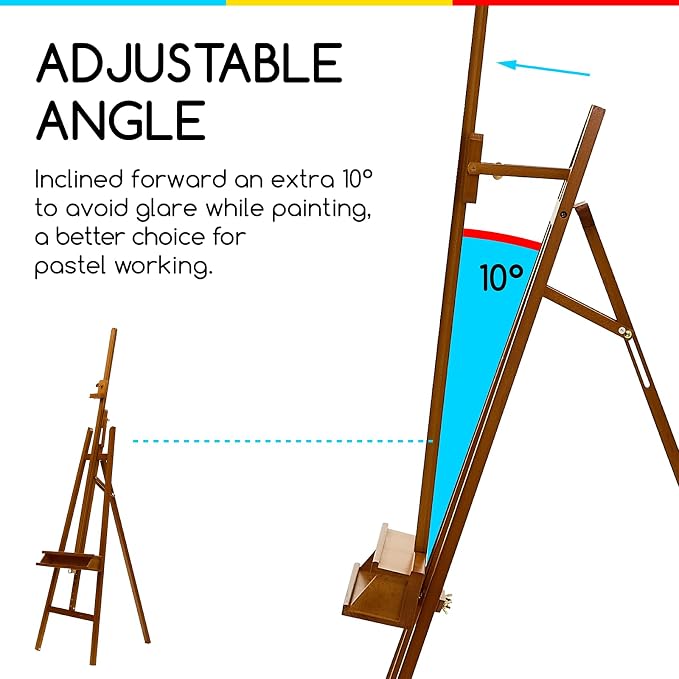 MEEDEN Art Easel Stand for Painting: Beech Wood Artist Easel with Storage | Adjustable A-Frame Artist Easel for Painting - Hold Canvas up to 48”- Perfect for Sketching, Oil Painting, Acrylics