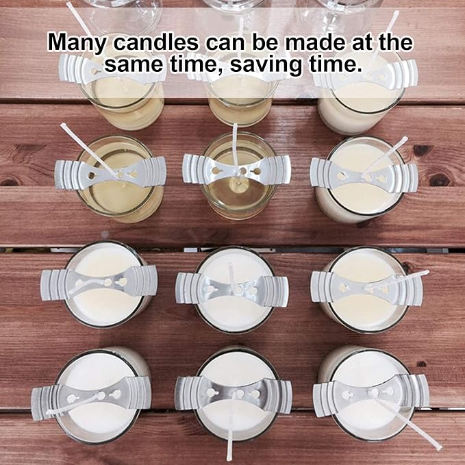 DINGPAI Candle Wick Holder, 20pcs Metal Candle Wick Centering Devices | Stainless Steel Candle Wick Centering Tool, 3.9 inches long, silver, sturdy and durable, Reusable DIY Candle-Making Supplies
