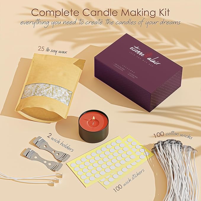 Etienne Alair Organic Soy Candle Wax for Candle Making, 25 lbs Natural Candles Making Supplies, Beeswax-Free, Paraffin-Free, Pure Soy Wax Flakes Perfect for Candles, Tealights and Melts