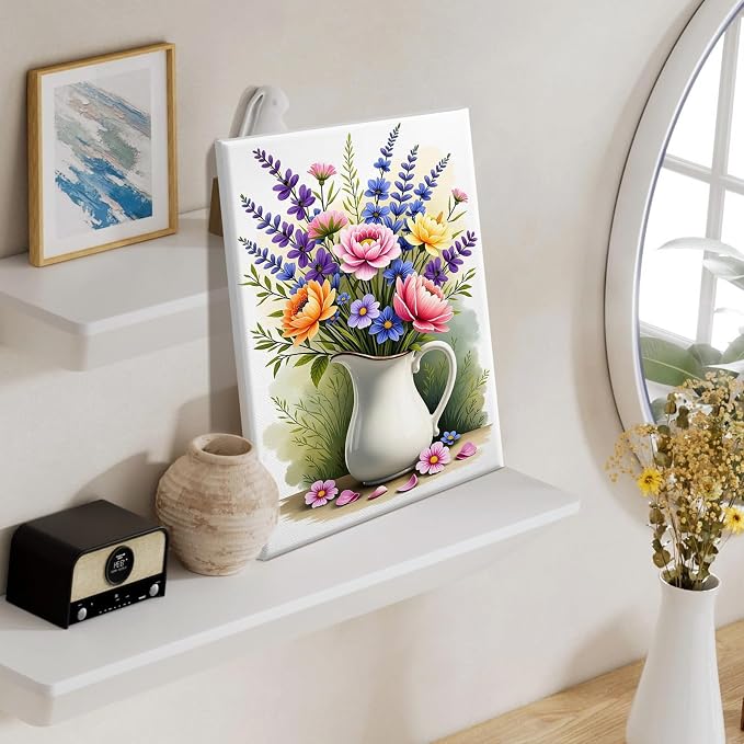 SparkGlow Framed Paint by Numbers Kit for Adults Flowers, 8×12 Inch | Premium Canvas, for Beginners, Number Painting for Gift, Home Decor, Include Easel, Fun and Relaxing