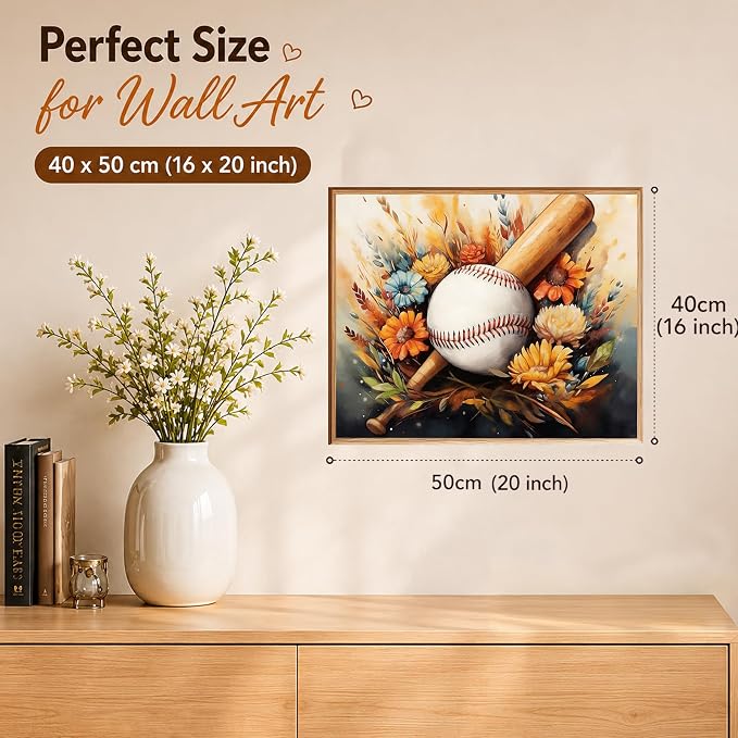 AUKELHJ Paint by Numbers Kit for Adults Beginner, Baseball, 16X20 Inch | Paint by Number for Adults, Beginner Friendly, High-Definition Color Canvas, Stress Relief, Home Decor, Gifts, Unframed