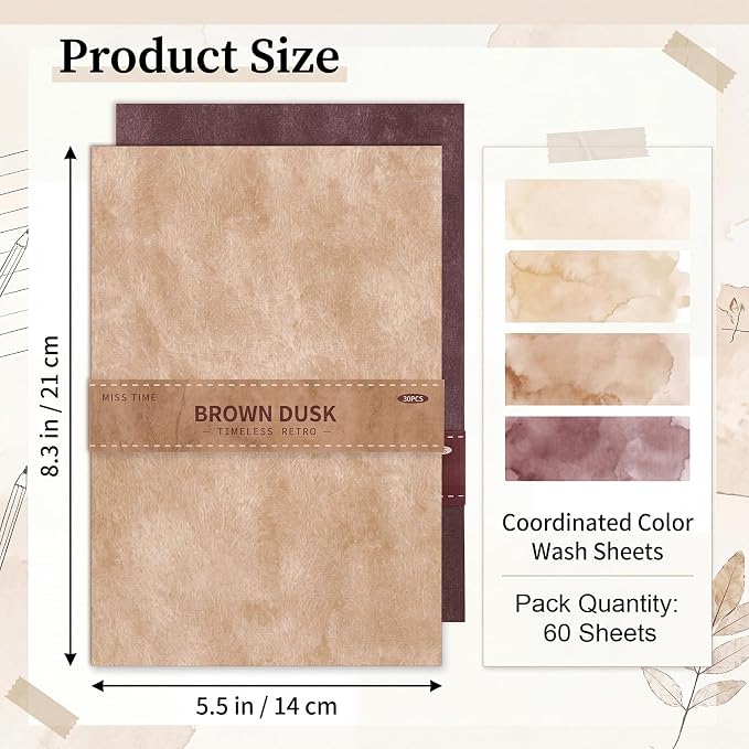 Scrapbook Paper Color Wash Decorative Craft Paper Pack Watercolor Patterned Sheets for Card Making Journaling Collage Decoupage Party Decor Invitations DIY Gift Projects