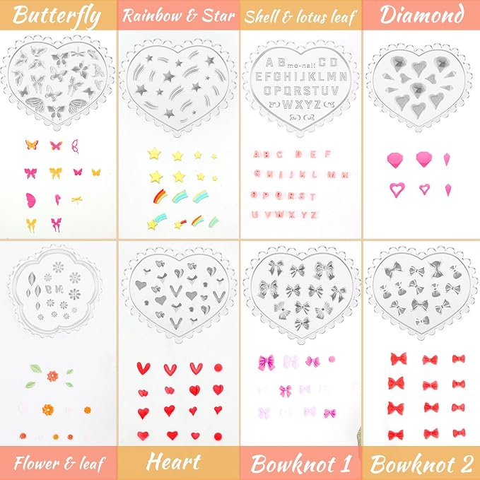Zeyune 16 Pcs Summer Small Flower Polymer Clay Molds, Mini 3D Silicone Resin Casting Molds for Earring Making Jewelry DIY, Includes Alphabet, Flower, Heart and Bow Shapes(Daisy & Leaf)