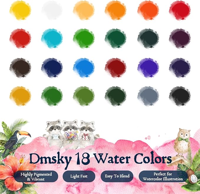 4 Pack Watercolor Workbook,Water Colors Paint Adult Set for Beginner with Step by Step,Relaxing & Easy to Paint Water Coloring Book with 24 Colors,Perfect for Gifting to Creativity & Joy for Adults