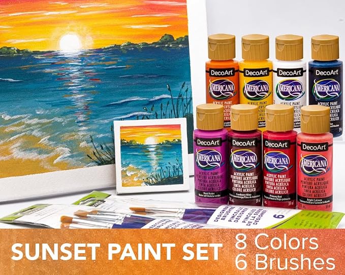 Sunset Colors Acrylic Paint Set, Set of 8 Bottles, 2 fl oz