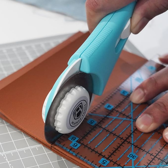 60mm Rotary Cutter with 5pcs Extra Blades, Bearing Design Rolling Cutter with Safety Lock for Fabric, Leather, Crafting, Sewing, Quilting, Fabric Rotary Cutter Perfect for Left & Right Hand (Blue)