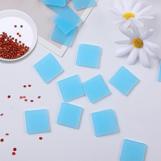 FEBSNOW 60Pcs Painting Glue Clay DIY Diamond Embroidery Wax Tool Set | Diamond Art Wax Pads, Blue Color Putty, Wax Refills for Crafters, Diamond Art Painting Accessories and Tools