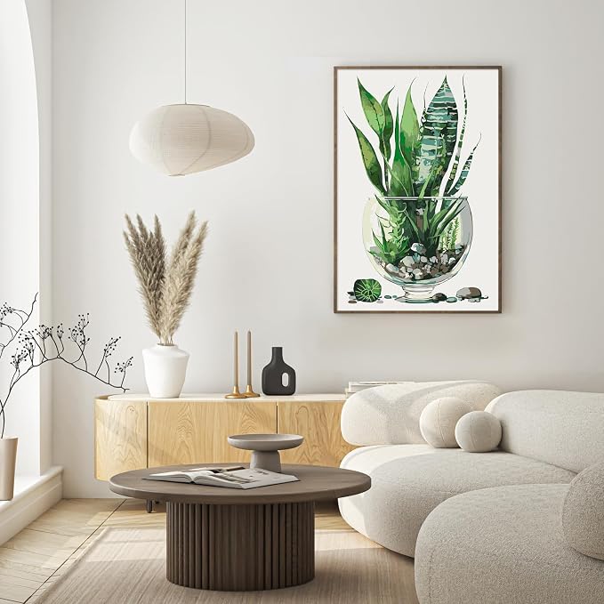 Paint by Numbers Kit for Adults Beginner with Wooden Frame, Plants Framed Adult Paint by Number Kits on Canvas, DIY Easy Acrylic Watercolor Oil Paint by Number for Adults for Home Decor Gift 8x12 Inch