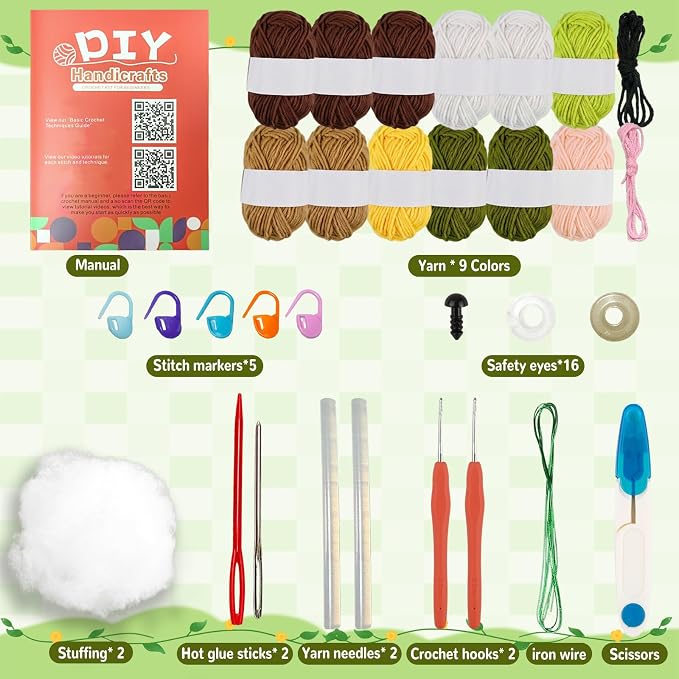 obvade Crochet Kit for Beginners Knitting Kit for Beginners Crochet Animal Kit Beginner Crochet with Step-by-Step Video Tutorials (Plants)