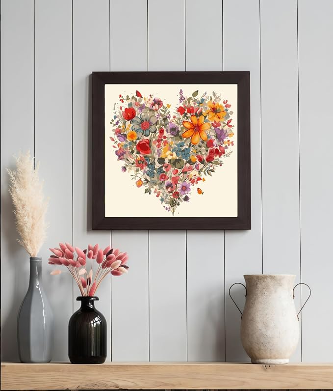 BYGFHLYW Wildflower Paint by Numbers Kit for Adults Beginners 16x16In | Heart Flower Easy Adult Paint by Number Kits On Canvas, DIY Acrylic Oil Painting Kits for Home Wall Decor