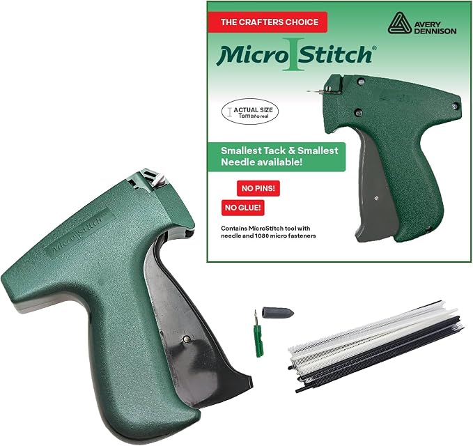 MicroStitch® All‑in‑One Tagging Gun Kit – Ultra‑Fine Needle Tagger with Black/White & Color Fasteners – Fabric‑Safe for Clothing Repairs, Quilting, Crafts, and DIY Projects (Black & White)