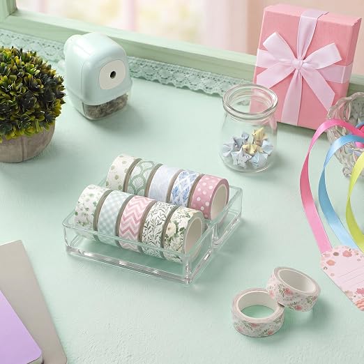 12 Rolls Floral Washi Tape Set,Watercolor,Garden | Watercolor Flowers Design for Scrapbook Journal DIY Craft School Supplies, 15 mm Vintage Decorative Masking Washi Tapes