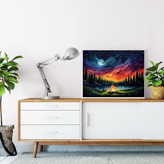 HITO Starry Sky Paint by Numbers Kit for Adults, Adult Paint by Number Kits | Landscape Paint by Numbers for Adults Beginner, Bonfire Paint by Numbers for Gift Home Wall Decor 16x20 Inch Frameless