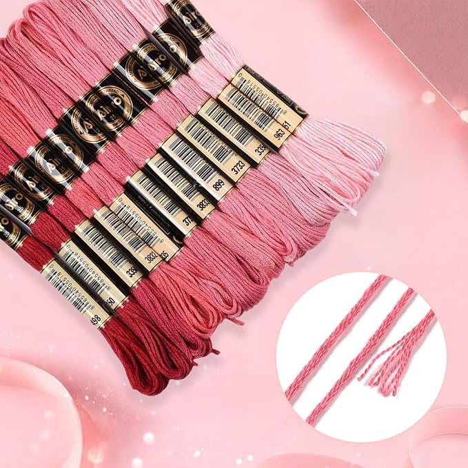 12 Skeins 105 Yards Gradient Red Embroidery Floss Cross Stitch Threads Polyester Knit String Friendship Bracelet Yarn for Sewing Making Jewellery Making Holiday Decorations DIY Projects