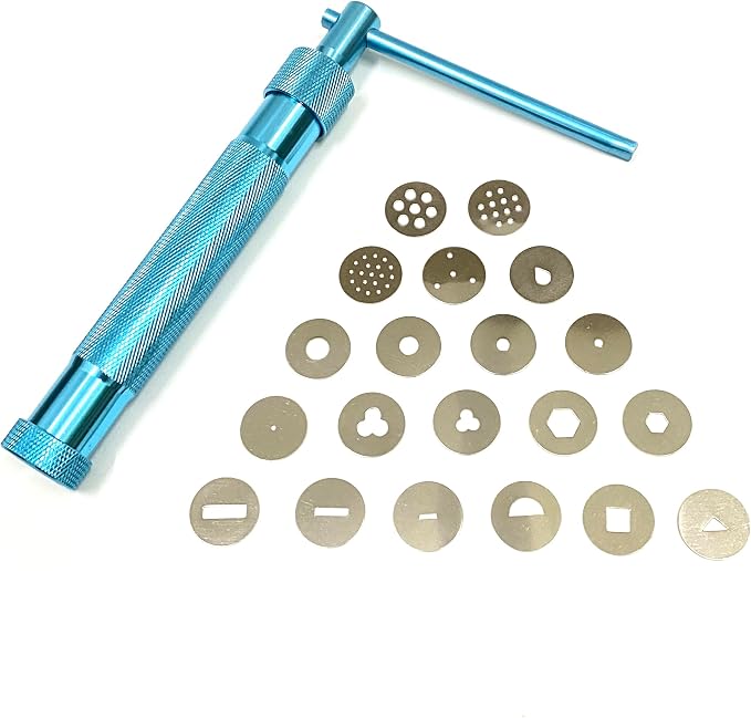 HEVERP Stainless Steel Clay Extruders Sugar Paste Extruder Cake Fondant Decorating Tool Set (Blue)