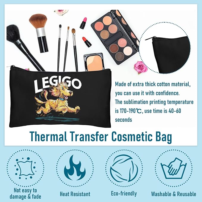 Legigo Blank Canvas Bags Zipper Pouch Makeup Bags Pencil Pouch Bulk | Multi-Purpose, Sturdy Canvas Pouch with Zipper, Cosmetic Travel Toiletry Bag for DIY Crafts, Gifts & Storage, 8.3 x 5 Inch