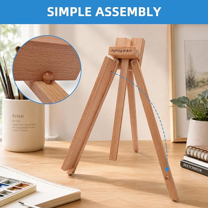 4 Pack Beechwood 25’’ Tabletop Easel Display Stand Set for Painting | Holding Canvas Up to 22 1/2 Inches High, Artist A-Frame Tripod with Rubber Feet, Portable Photo and Sign Holder