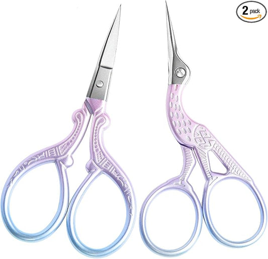 AQUEENLY Embroidery Scissors 2 Pcs Small Sewing Scissors Sharp Stainless Steel 3.6 Inches for Artwork, Crochet, Needlework, Threading, Pink
