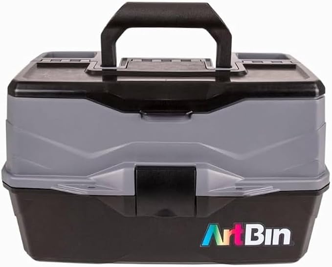 ArtBin 3-Tray Art Supply Box Versatile Organizer for Brushes, Paints, Stamps, and More - Durable Hard Plastic, Secure Closure, Portable with Top Trays and Dividers