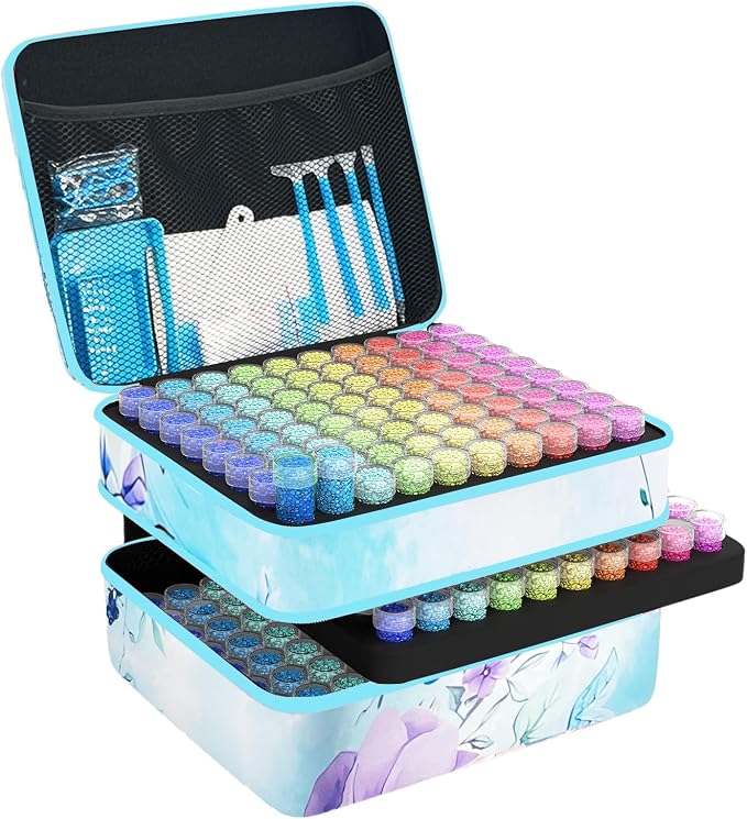 240 Slot Diamond Painting Storage Containers | Blue 240-slot storage box with tools & accessories for diamond art