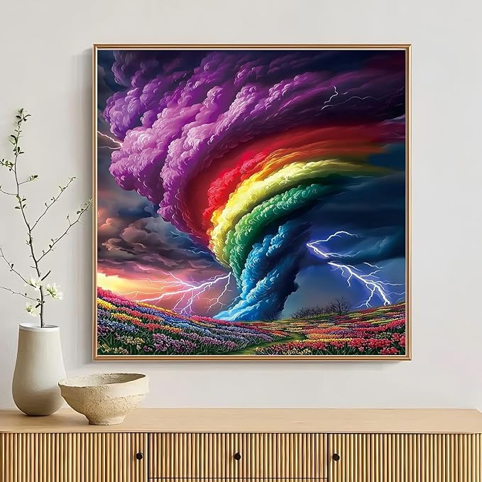 AIBOERL Diamond Art Kits for Adults,Rainbow Diamond Painting Wall Decor | Round Drill Scenery Diamond Painting for Beginners DIY Rhinestone 5D Diamond dots(Gemstone Craft)Wall Art Gift 12x16IN