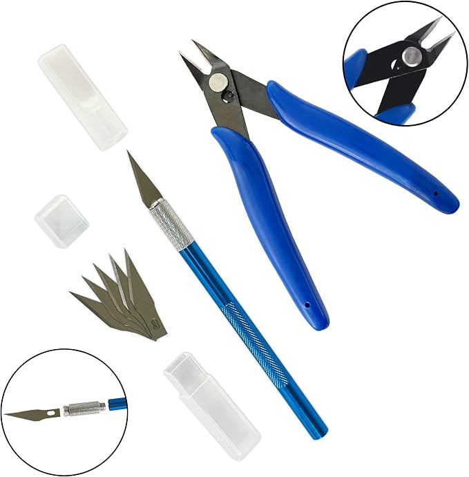 Modeler Basic Tools Kit Hobby Building Tools with Plastic Case Miniature Handmade Craft Tools Set for Beginners Hobby Building Gundam Model DIY Tool Kit for Dollhouse Miniature Building