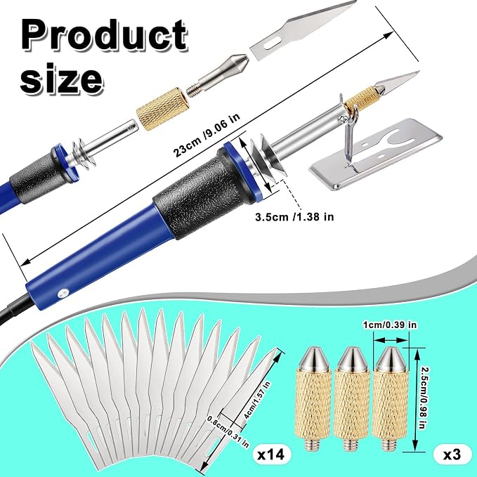 Honoson 19 Pcs Electric Hot Knife Cutting Tool with 14 Blades, Blue