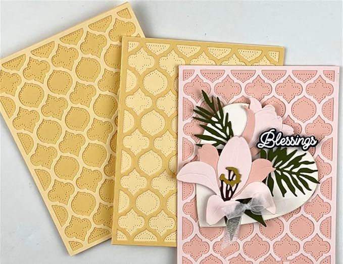 Cutting Dies 3D Backgrounds Frame Metal Stencils Scrapbooking Tools DIY Craft Embossing Template for Paper Card Making Album Arts Crafts Supplies (Four-Leaf Flowers Layering-22.4x14.4cm)