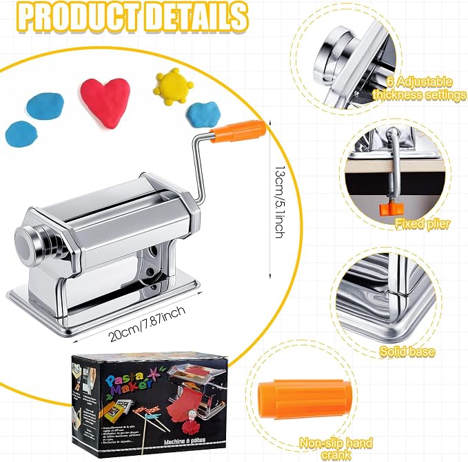 Amylove 72 Pieces Polymer Clay Roller Tools Machine Clay Conditioning Machine Polymer Clay Cutter Kit with Shapes Stainless Steel Clay Earring Cutters Earring Hooks Accessories for Clay Earring Making