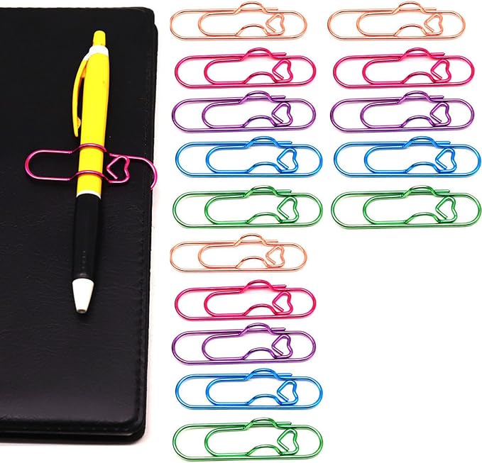 15 Pcs Metal Pen Holder Clips for Notebook, Planner Accessories