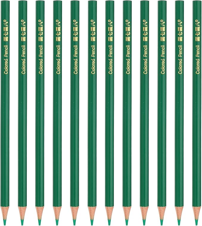 PATIKIL Green Colored Pencils Set,12 Pcs Oil Color Pencils Wooden Coloring Drawing Pencil for Artists Art Painting | Wooden Coloring Drawing Pencil for Artists Art Painting Office Home Beginner