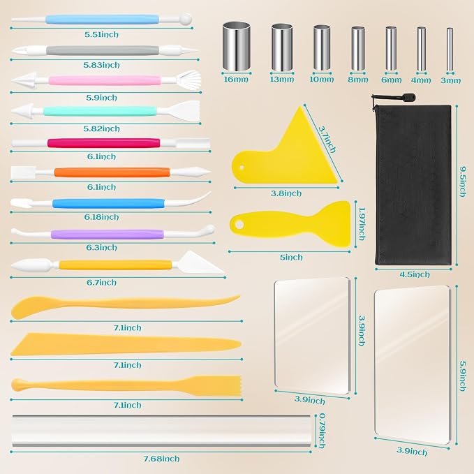 Amrules 25 Pcs Polymer Clay Sculpting Tools Kit for Adults | Multi-Functional for Carving, Dotting & Molding, Ideal for Art Class & Pottery Studio, Comes with Zipper Storage Bag