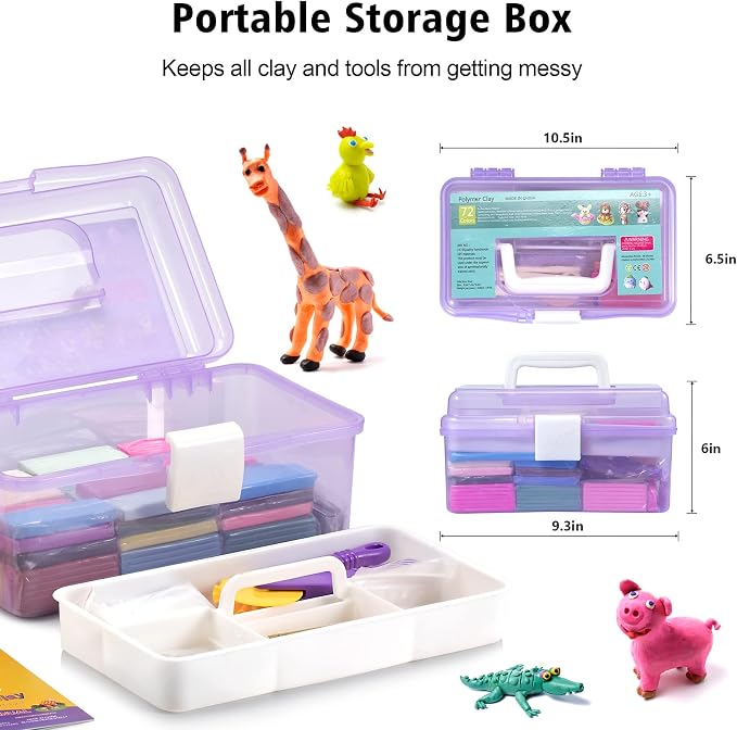 Aestd-ST Polymer Clay Kit 72 Colors, Oven Bake Modeling Clay for Kids | DIY Starter Kit, 20 Sculpting Tools & Accessory, Easy to Shape, Non-Sticky, Colorful, Storage Box, Gift for Kids & Artists
