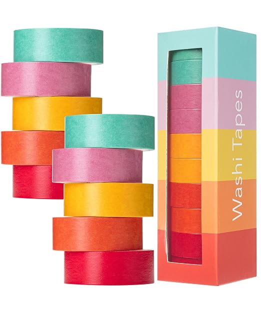 Mr. Pen- Washi Tape Set, 10 Rolls, 5 Yards/Roll, Washi Tape for Scrapbook | Arts, Crafts, Journals and Planners, Summer Design