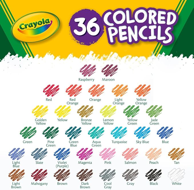 Crayola Colored Pencils (36ct), Kids Pencil Set, Pre-Sharpened Coloring Book Pencils for Kids & Adults, Arts & Crafts Supplies, Coloring Gift, Ages 3+ (Pack of 12)