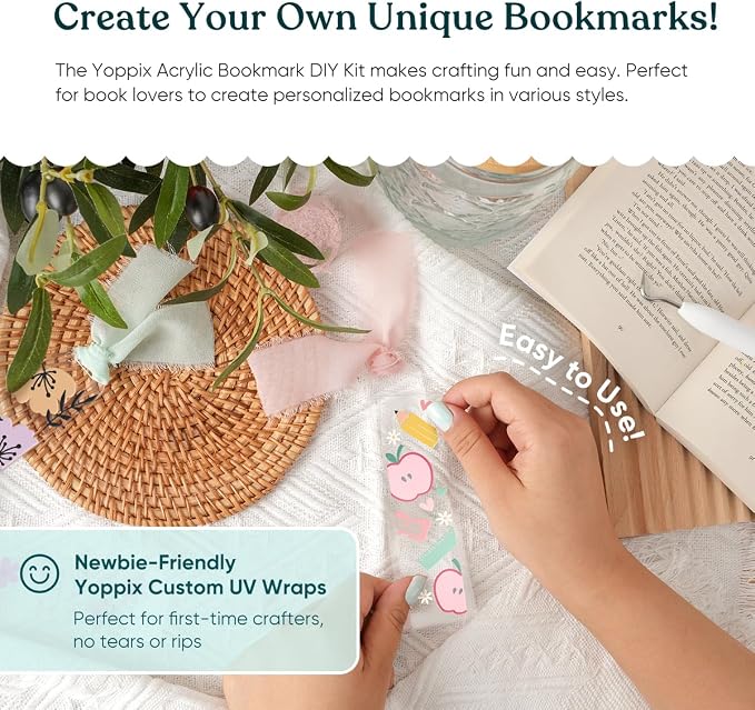180 Pcs Acrylic Bookmark Blanks- 20 Set Bookmark Making Kit with 20 UV DTF Stickers About Book Lover Theme 20 Tassels 20 Ribbon 80 Bookish Stickers for DIY Your Crafts Gift for Book Lover