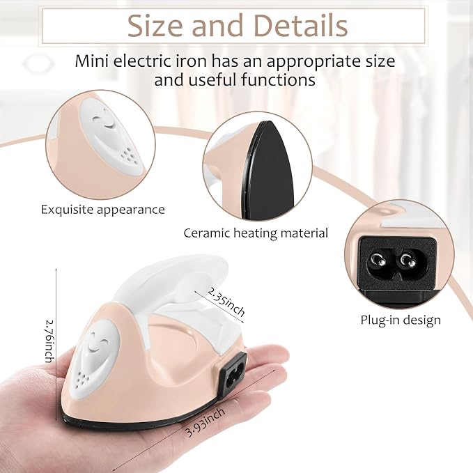 Honoson Mini Craft Iron with Charging Base Tiny,Light Khaki