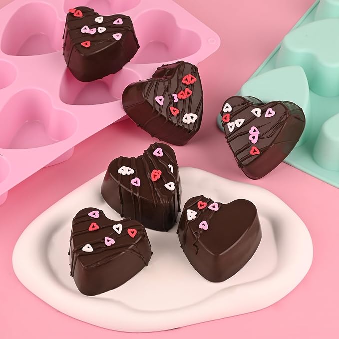 Sakolla 2 Pack 8 Cavity 2.7″ Heart Chocolate Molds Silicone