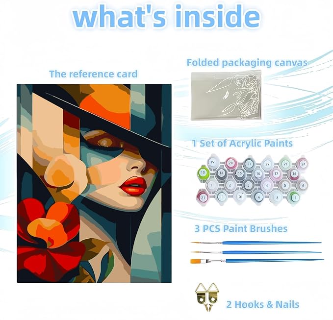 DOTSTART Paint by Numbers for Adults,Beautiful Woman with Flower Adult Paint by Number Kits on Canvas,DIY Paint by Numbers Easy,Number Painting Acrylic Oil Painting,for Home Wall Decor 15.7X19.7 Inch