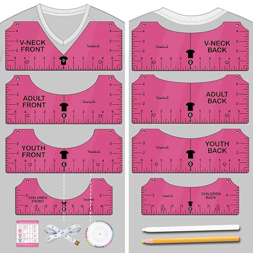 Vowlove Shirt Ruler for Heat Press, T-Shirt Design Alignment Tool | Speed up Repeat Orders and Reduce Placement Mistakes for Custom Apparel Shops, Crafters and Small Businesses